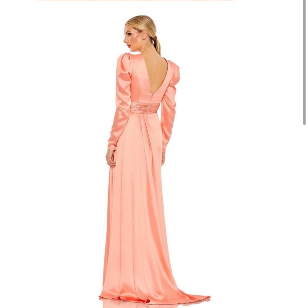 New | Mac Duggal 12404 Long Sleeve Satin Gown 16 - Picture 2 of 6